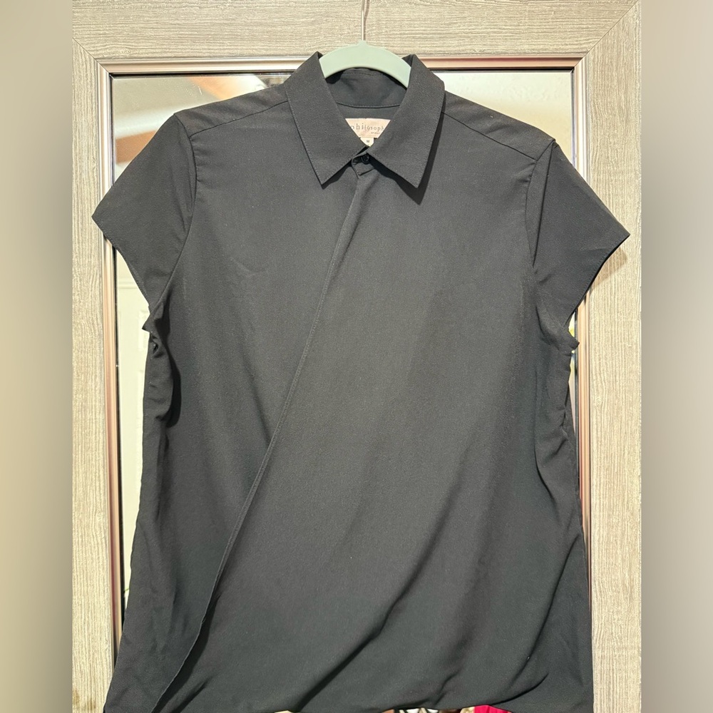 Philosophy Black Casual Button Down Shirt
